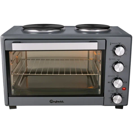 Мини-печь электрическая Bufett HMO 662 с 2 конфорками, 38л, 1600Вт, серый, 640662