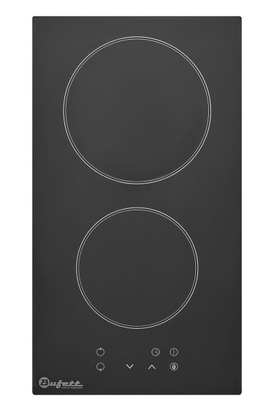 Панель варочная керамическая Bufett 2 конфорки, 3000Вт, черная, 640143