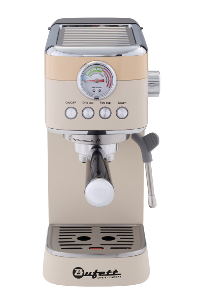Кофеварка рожковая с капучинатором Bufett бежевая, 640631