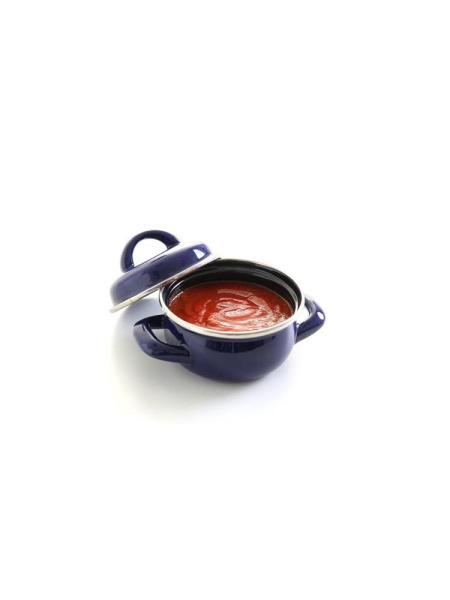 Кастрюля для супов и соусов с крышкой, эмалированная, синий цвет, 0,3 литра, ø120x(H)95 мм, HENDI, 625804