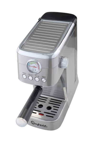 Кофеварка рожковая с капучинатором Bufett серебряная, 640629