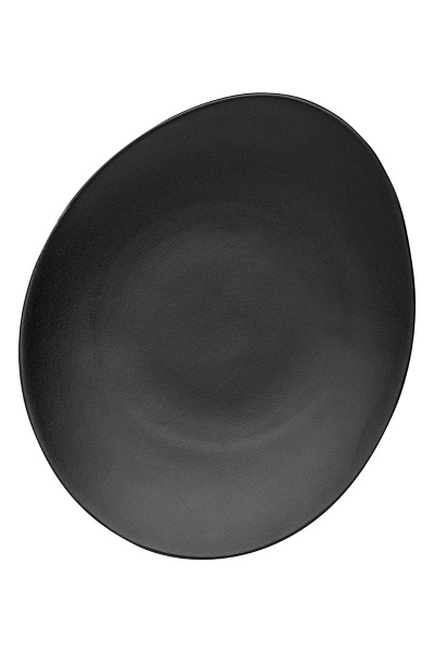 Тарелка фарфоровая обеденная черная матовая "Rock Garden", 22,5х18,5 мм, BUFETT, 640080