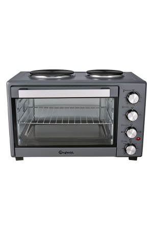 Мини-печь электрическая Bufett HMO 662 с 2 конфорками, 38л, 1600Вт, серый, 640662