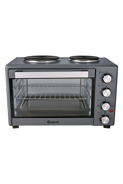 Мини-печь электрическая Bufett HMO 662 с 2 конфорками, 38л, 1600Вт, серый, 640662