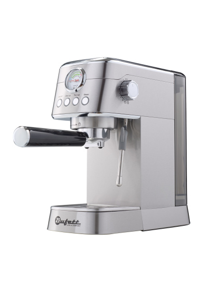 Кофеварка рожковая с капучинатором Bufett серебряная, 640629