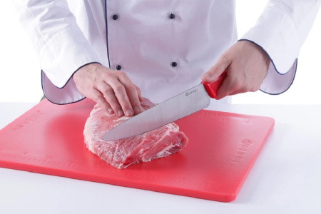 Доска профессиональная разделочная с мерными делениями, стандарт HACCP, 500х380х12 мм, красная, HENDI Perfect Cut, 826416