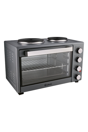Мини-печь электрическая Bufett HMO 662 с 2 конфорками, 38л, 1600Вт, серый, 640662