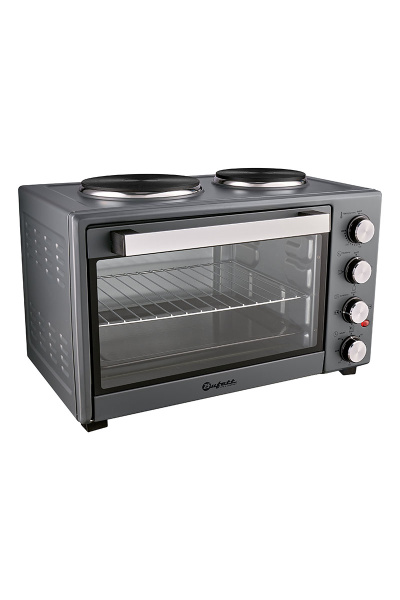 Мини-печь электрическая Bufett HMO 662 с 2 конфорками, 38л, 1600Вт, серый, 640662