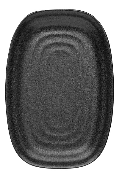 Тарелка прямоугольная черная фарфоровая "Ink Circles", 266х183х30 мм, BUFETT, 640124