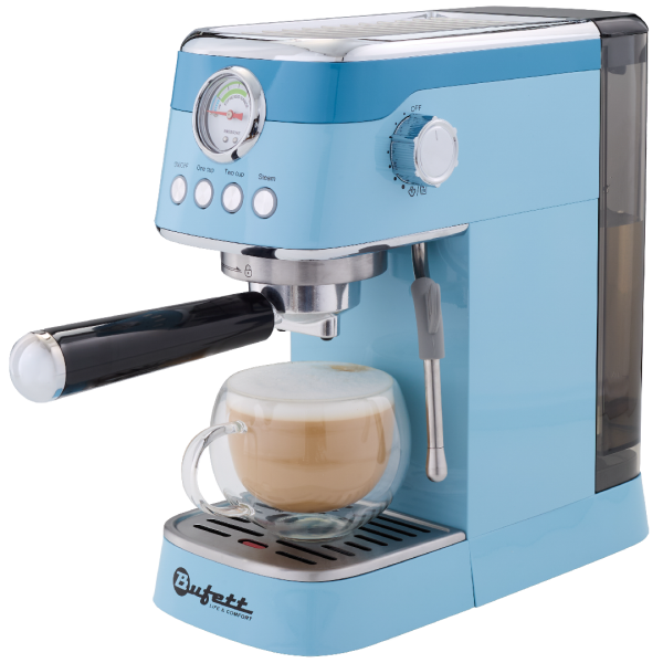 Кофеварка рожковая с капучинатором Bufett синяя, 640630