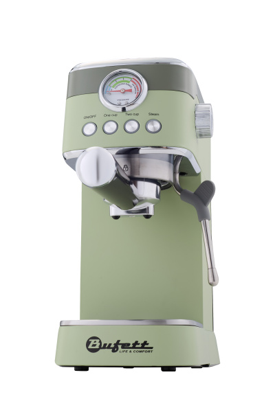 Кофеварка рожковая с капучинатором Bufett зеленая, 640632