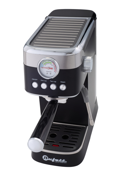 Кофеварка рожковая с капучинатором Bufett черная, 640628