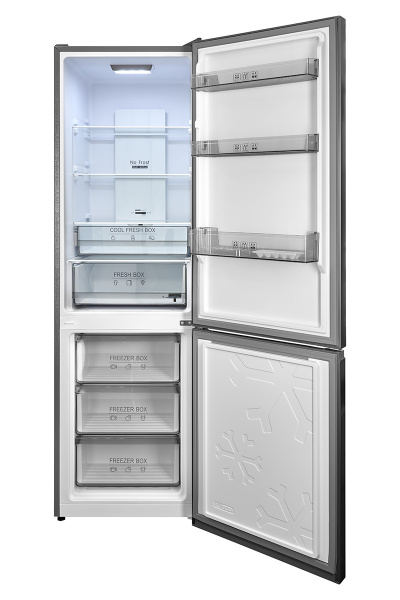 Холодильник отдельностоящий Bufett KRD 881NF с дисплеем, 335л, А++, темно-серый, 2 двери, 640881