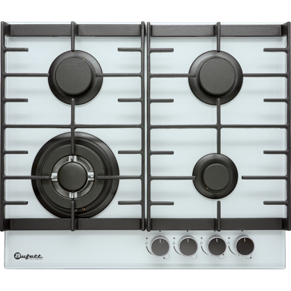 Панель варочная газовая Bufett HGH 777CI 4 конфорки, белая, 640777