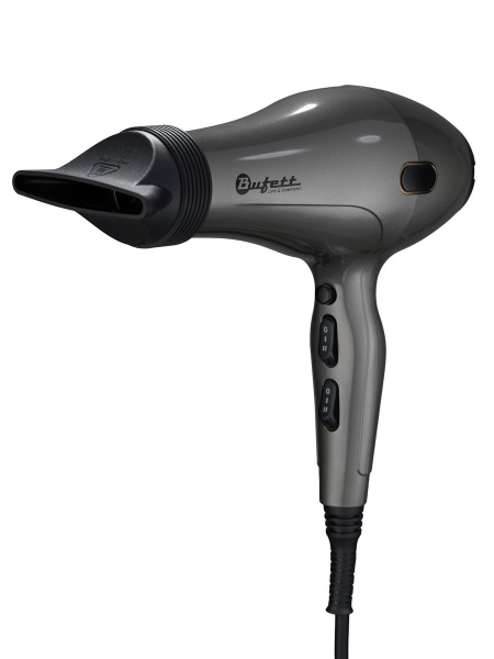 Фен профессиональный Bufett WHD 722AC 3 насадки, 2400Вт, серый, 640722