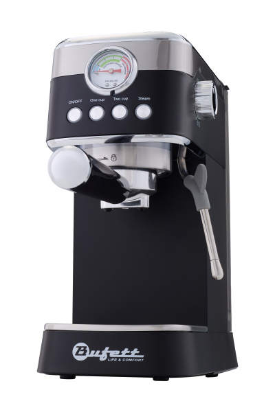 Кофеварка рожковая с капучинатором Bufett черная, 640628