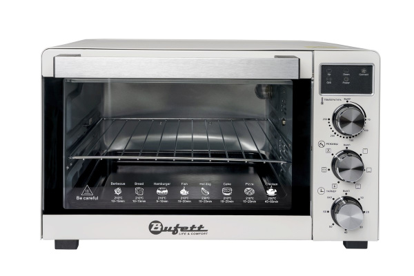 Мини-печь электрическая Bufett HMO 663 с дисплеем, конвекцией и грилем, 35л, 1500Вт, белый, 640663
