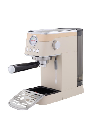 Кофеварка рожковая с капучинатором Bufett бежевая, 640631