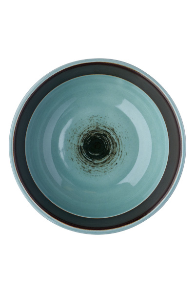 Пиала зеленая с черным ободком, фарфор, диаметр 100 мм, BUFETT, 640043