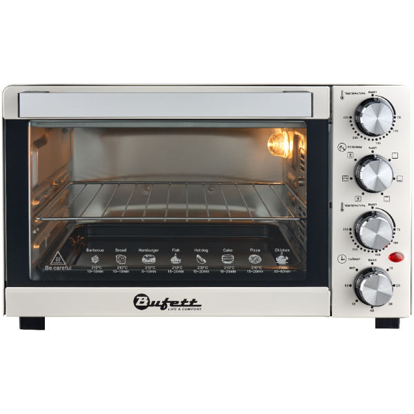Мини-печь электрическая Bufett HMO 660 с конвекцией и грилем, 35л, 1500Вт, белый, 640660