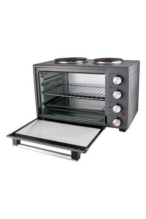 Мини-печь электрическая Bufett HMO 662 с 2 конфорками, 38л, 1600Вт, серый, 640662