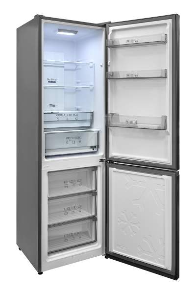 Холодильник отдельностоящий Bufett KRD 881NF с дисплеем, 335л, А++, темно-серый, 2 двери, 640881