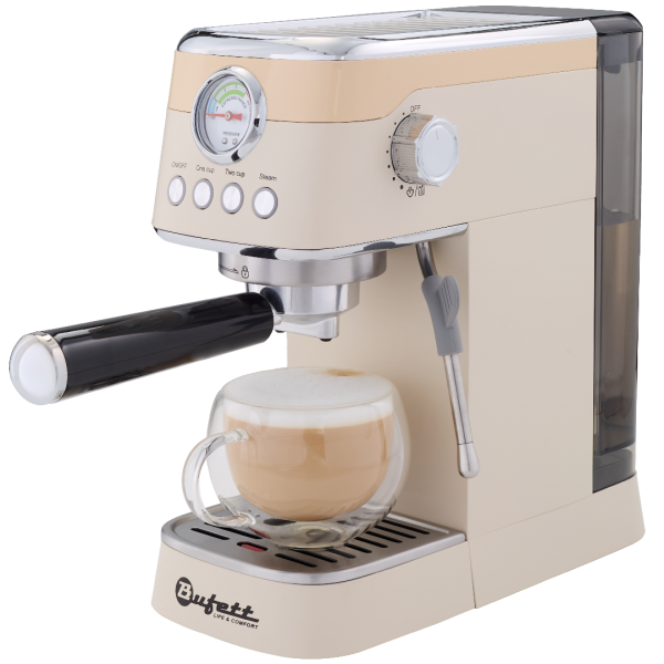 Кофеварка рожковая с капучинатором Bufett бежевая, 640631