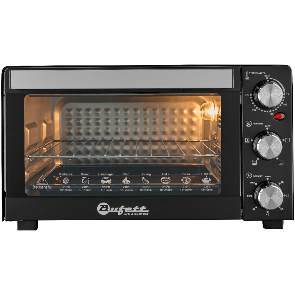 Мини-печь электрическая Bufett с конвекцией, 21л, 1200Вт, черный, 640658