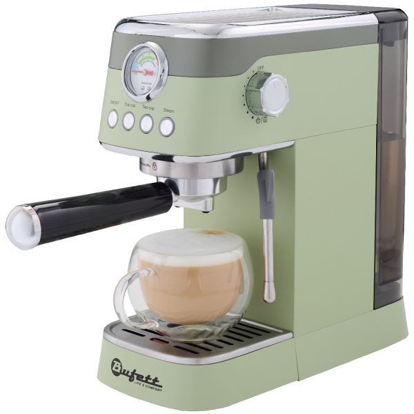 Кофеварка рожковая с капучинатором Bufett зеленая, 640632