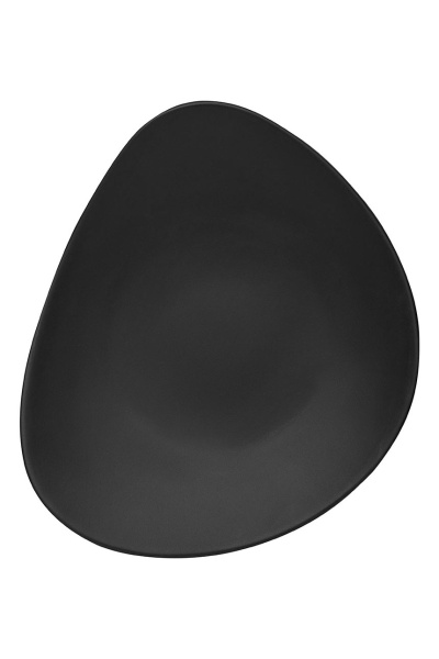 Тарелка фарфоровая обеденная черная матовая, "Rock Garden", 204х180х37 мм, BUFETT, 640089
