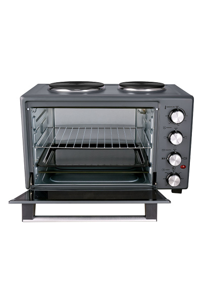 Мини-печь электрическая Bufett HMO 662 с 2 конфорками, 38л, 1600Вт, серый, 640662