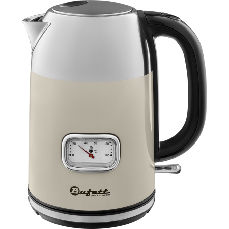 Чайник электрический Bufett LKT 290S 1,7л с корпусом из нержавеющей стали с датчиком температуры, бежевый, 640290