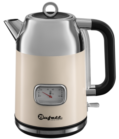 Чайник электрический Bufett LKT 294S 1,7л с корпусом из нержавеющей стали с датчиком температуры, бежевый, 640294