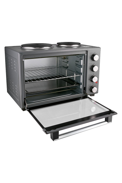 Мини-печь электрическая Bufett HMO 662 с 2 конфорками, 38л, 1600Вт, серый, 640662