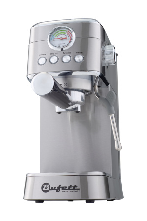 Кофеварка рожковая с капучинатором Bufett серебряная, 640629